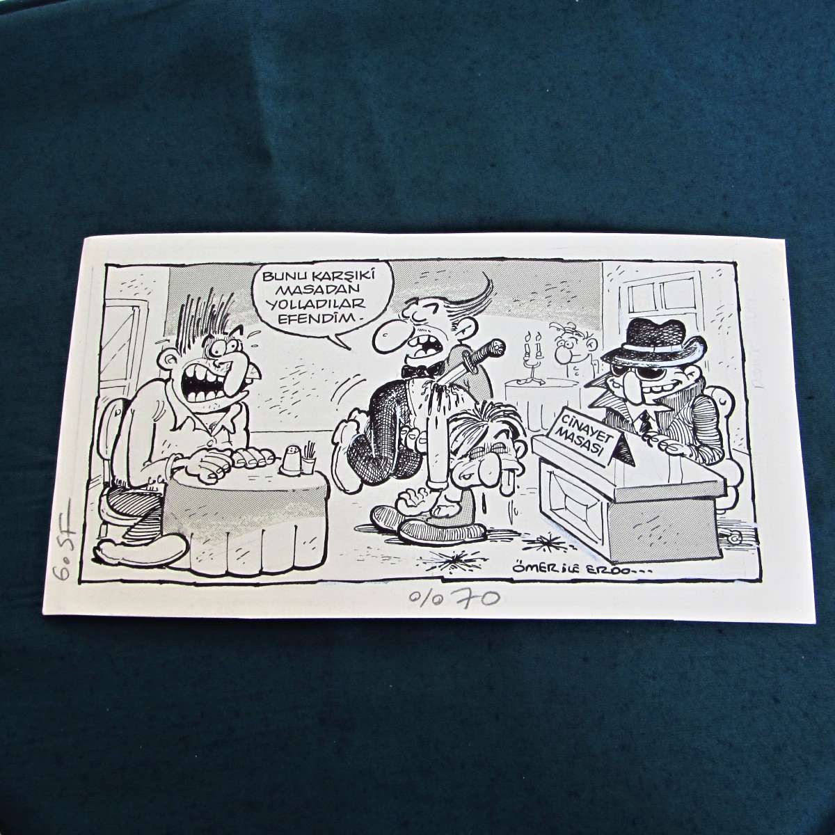 CİNAYET MASASI KONULU ORİJİNAL KARİKATÜR 1 CİNAYET MASASI KONULU ORİJİNAL KARİKATÜR