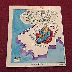 MESUT YAVUZ İMZALI ORİJİNAL KARİKATÜR 14x16 6 MESUT YAVUZ İMZALI ORİJİNAL KARİKATÜR 14×16