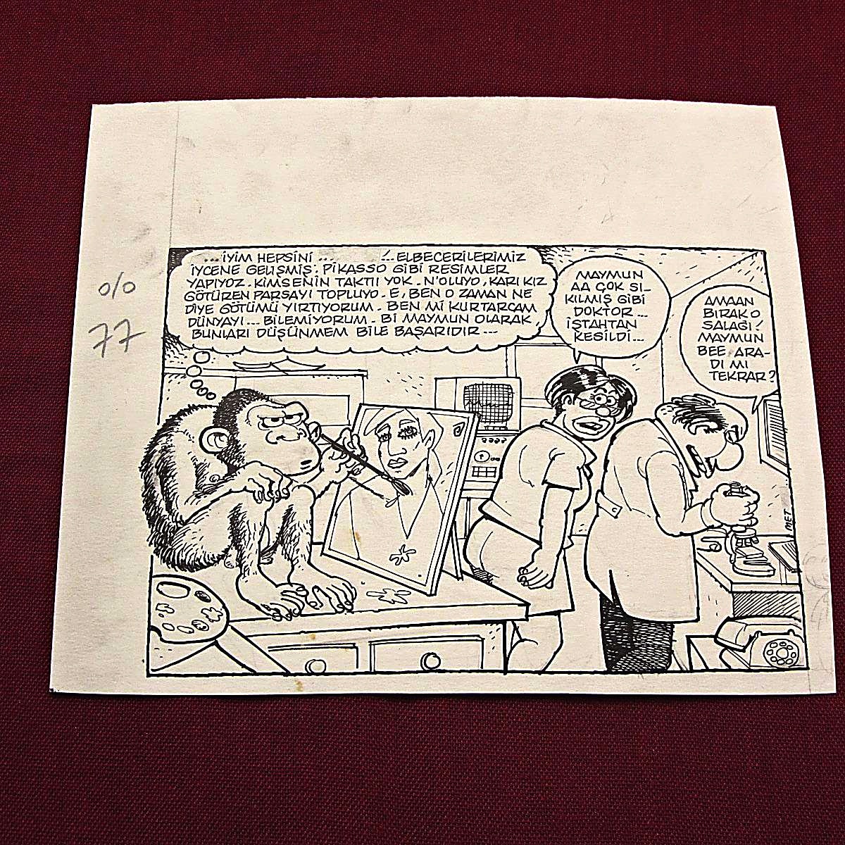 MAYMUN KONULU ORİJİNAL KARİKATÜR 1 MAYMUN KONULU ORİJİNAL KARİKATÜR