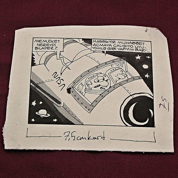 UZAY KONULU ORİJİNAL KARİKATÜR 55 UZAY KONULU ORİJİNAL KARİKATÜR