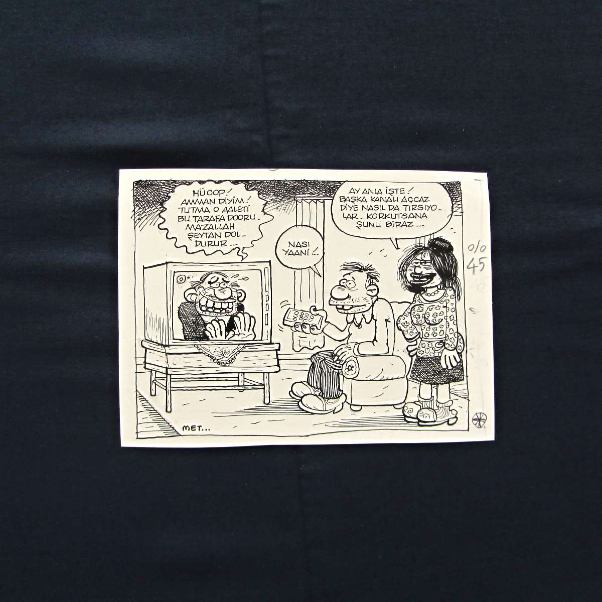 ZAPPING KONULU ORİJİNAL KARİKATÜR 1 ZAPPING KONULU ORİJİNAL KARİKATÜR