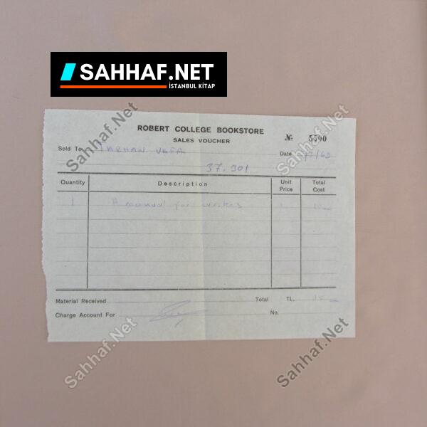 ROBERT COLLEGE BOOKSTORE SALES VOUCHER - Sahhaf.Net