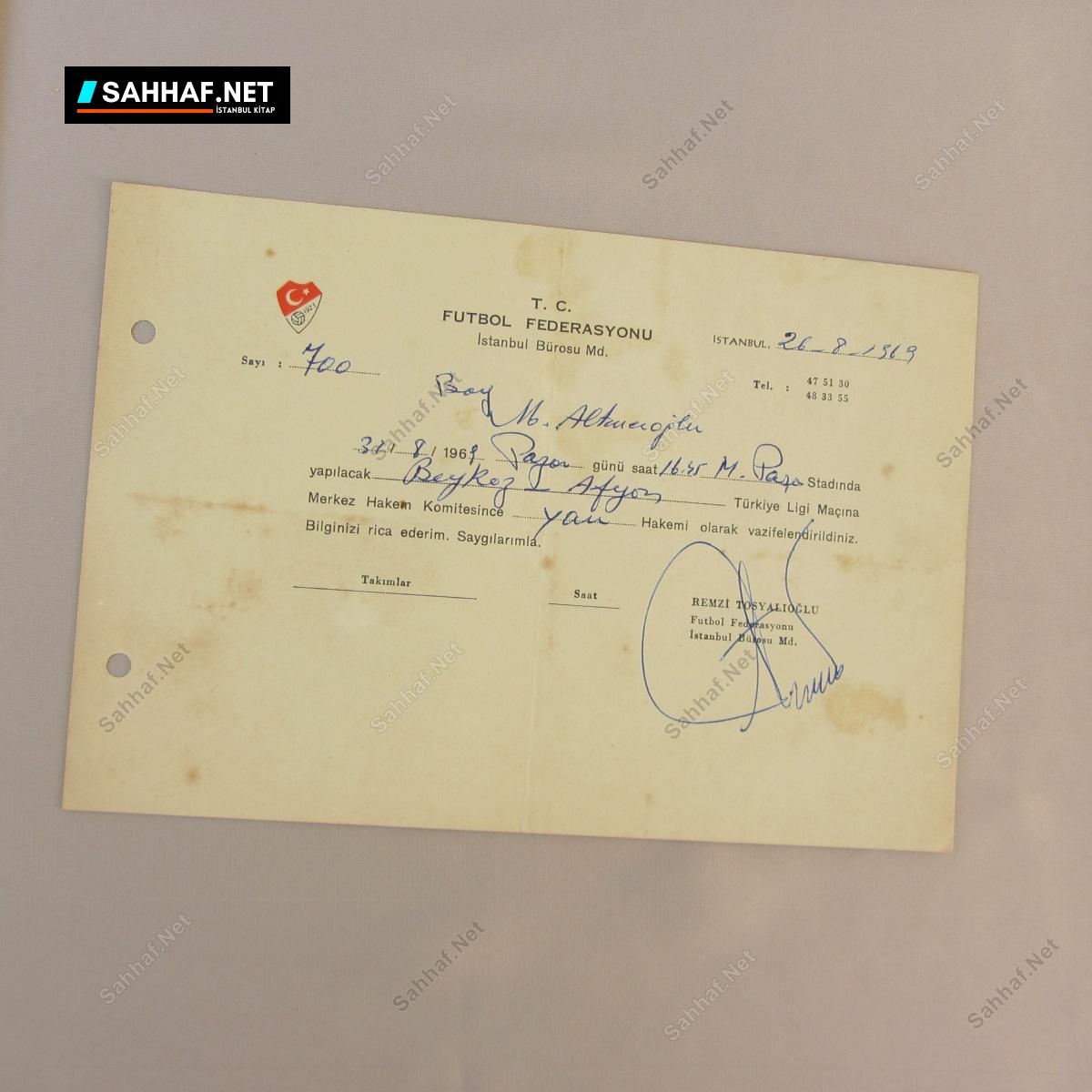 FUTBOL FEDERASYONU HAKEM GÖREV KAĞIDI 1 FUTBOL FEDERASYONU HAKEM GÖREV KAĞIDI