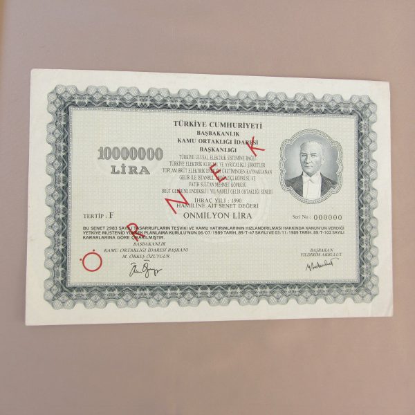 BAŞBAKANLIK KAMU ORTAKLIĞI İDARESİ 10MİLYON LİRA ÖRNEK ORTAKLIK SENEDİ 59 BAŞBAKANLIK KAMU ORTAKLIĞI İDARESİ 10MİLYON LİRA ÖRNEK ORTAKLIK SENEDİ