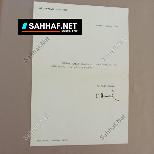 SÜLEYMAN DEMİREL İMZALI BAYRAM TEBRİĞİ - Sahhaf.Net