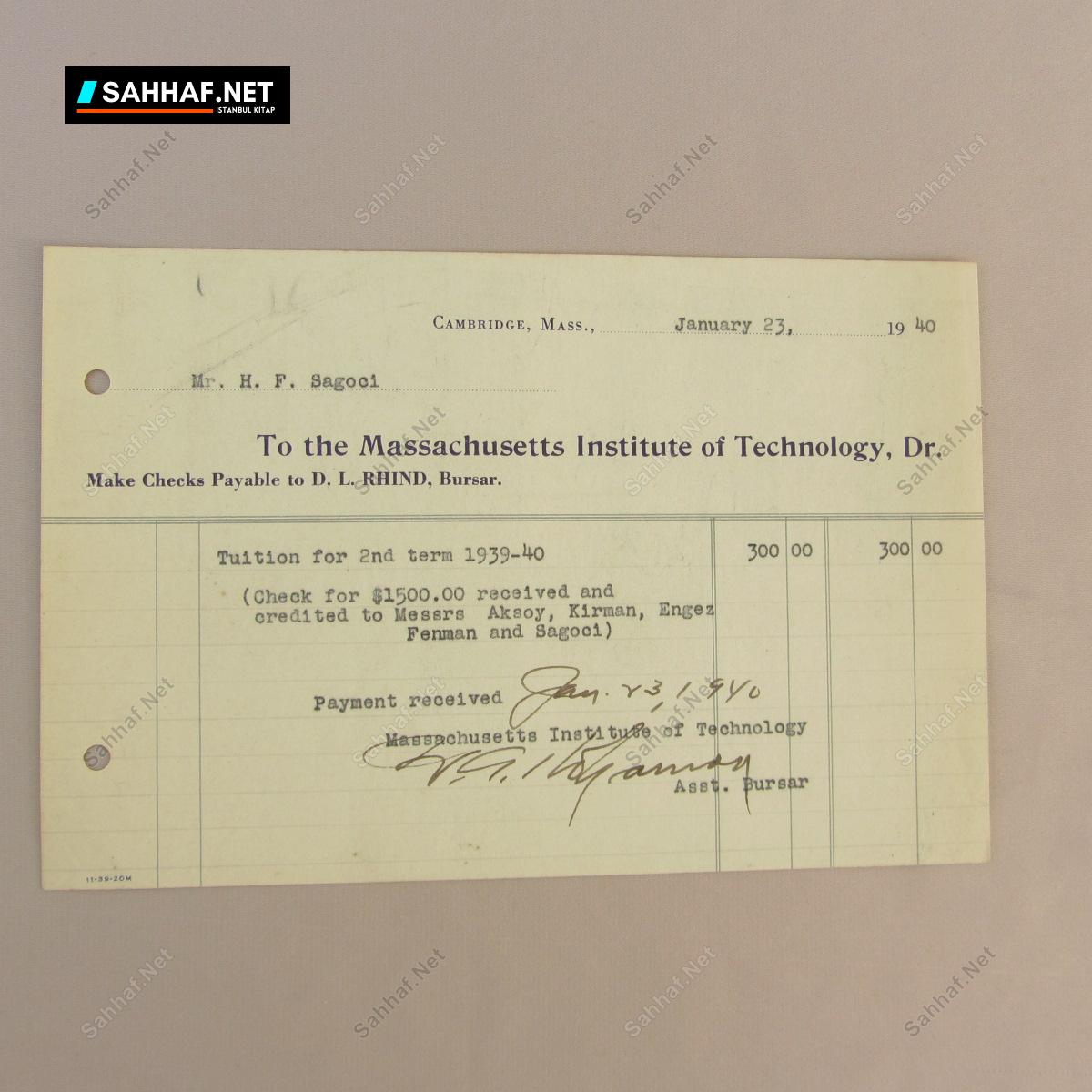 TO THE MASSACHUSETTS INSTITUTE OF TECHNOLOGY, DR. EVRAK 1 TO THE MASSACHUSETTS INSTITUTE OF TECHNOLOGY, DR. EVRAK