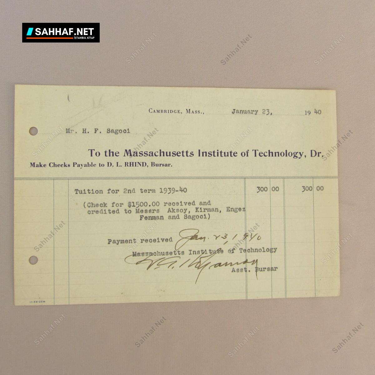 TO THE MASSACHUSETTS INSTITUTE OF TECHNOLOGY, DR. EVRAK 1 TO THE MASSACHUSETTS INSTITUTE OF TECHNOLOGY, DR. EVRAK