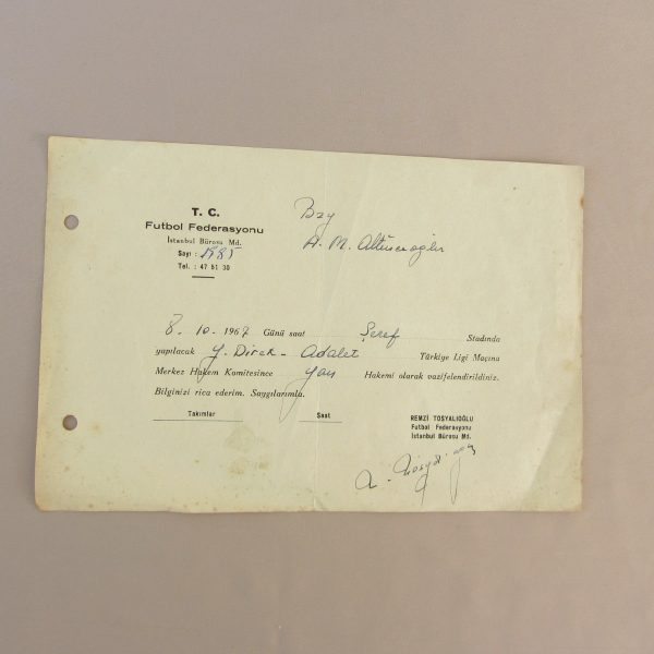 FUTBOL FEDERASYONU HAKEM GÖREV KAĞIDI 52 FUTBOL FEDERASYONU HAKEM GÖREV KAĞIDI