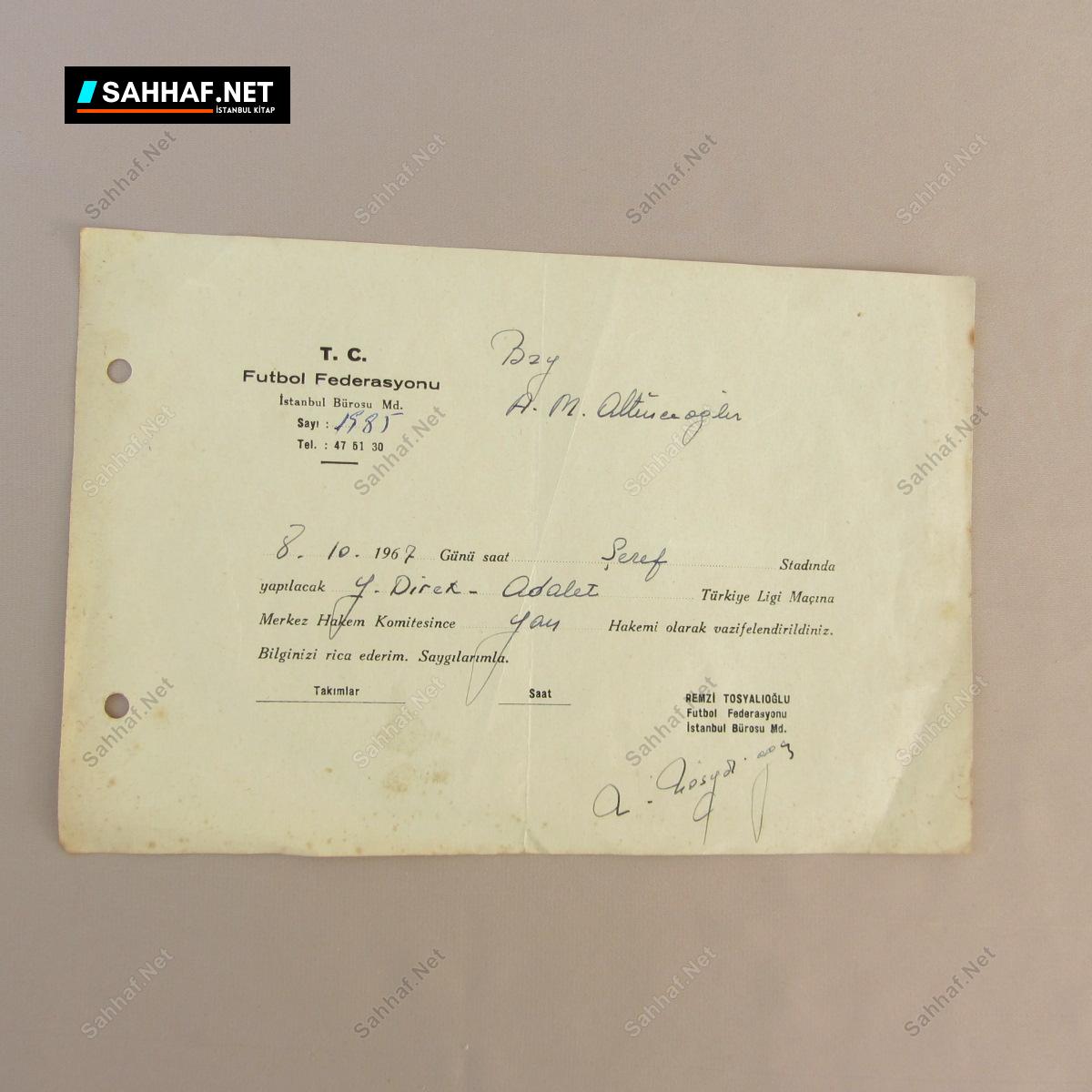 FUTBOL FEDERASYONU HAKEM GÖREV KAĞIDI 314 S2553 FUTBOL FEDERASYONU HAKEM GOREV KAGIDI Efemera FUTBOL FEDERASYONU HAKEM GÖREV KAĞIDI