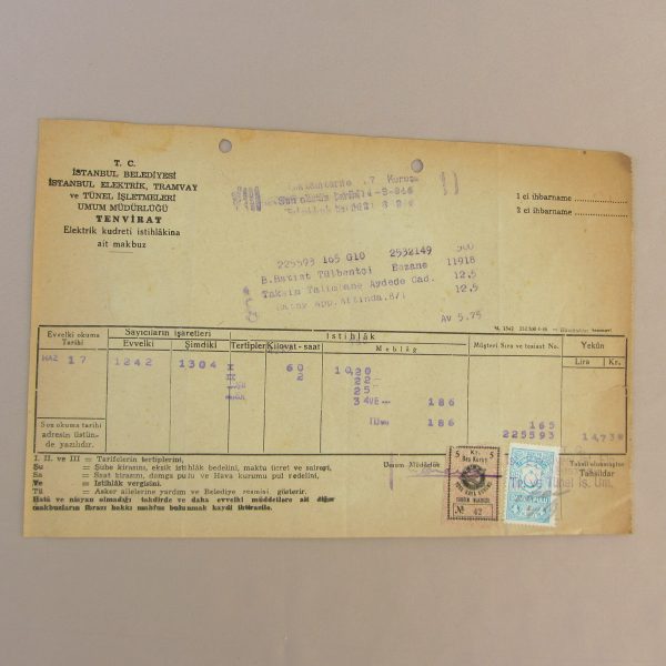 İETT TENVİRAT ELEKTRİK MAKBUZU 50 İETT TENVİRAT ELEKTRİK MAKBUZU