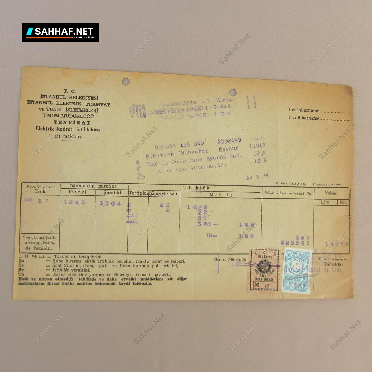 İETT TENVİRAT ELEKTRİK MAKBUZU 1 İETT TENVİRAT ELEKTRİK MAKBUZU