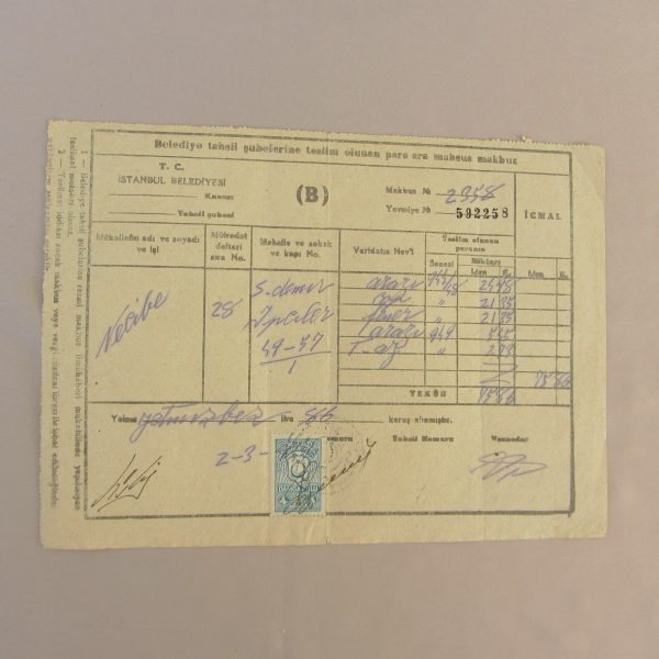 İSTANBUL BELEDİYESİ TAHSİLAT MAKBUZU 45 İSTANBUL BELEDİYESİ TAHSİLAT MAKBUZU