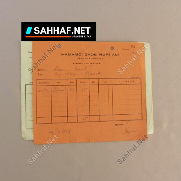 HAMAMCİ ZADE NURİ ALİ MAKBUZ ve MAZHAR DJEMAL OSMANLICA MAKBUZ - Sahhaf.Net