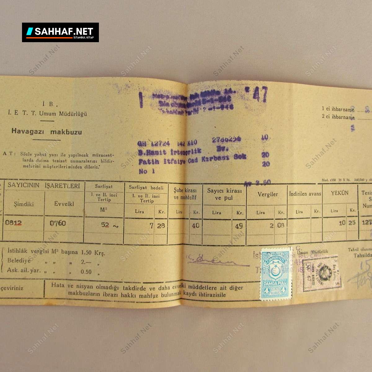 İETT HAVAGAZI MAKBUZU 2 S2595 IETT HAVAGAZI MAKBUZU Efemera İETT HAVAGAZI MAKBUZU