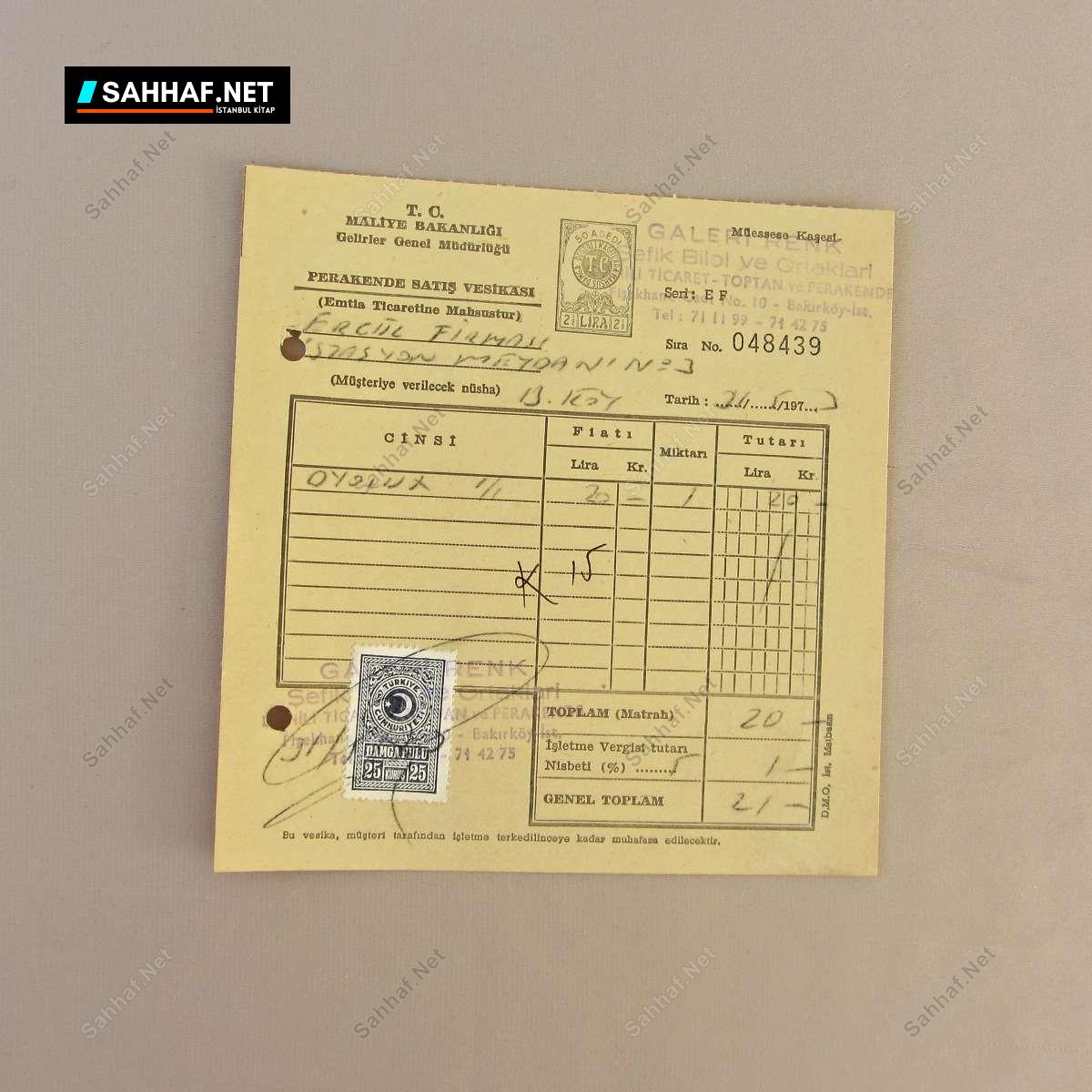 GALERİ RENK PERAKENDE SATIŞ VESİKASI 1 GALERİ RENK PERAKENDE SATIŞ VESİKASI