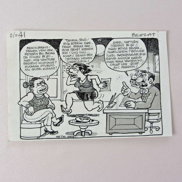 SEKRETER KONULU ORİJİNAL KARİKATÜR 42 SEKRETER KONULU ORİJİNAL KARİKATÜR