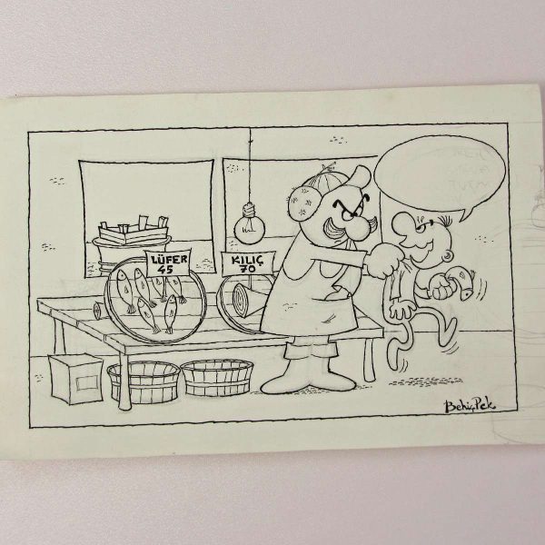 BALIKÇI KONULU ORİJİNAL KARİKATÜR 58 BALIKÇI KONULU ORİJİNAL KARİKATÜR