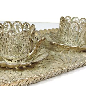 N2643 Telkari Tepsi ve Fincanlar Nadir Obje10