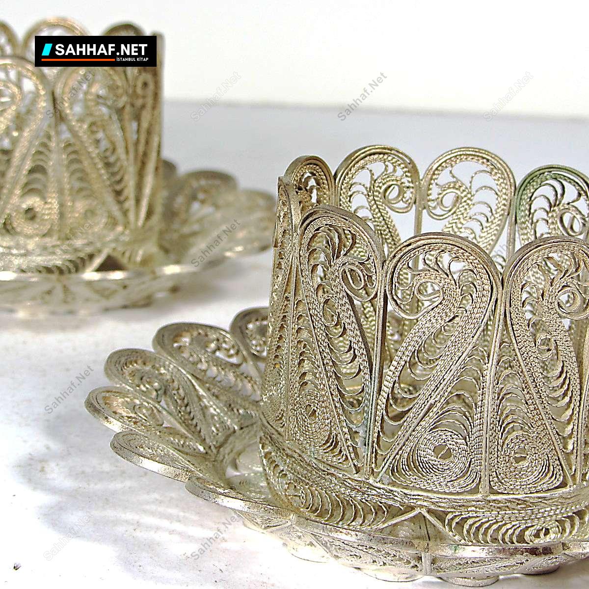 N2643 Telkari Tepsi ve Fincanlar Nadir Obje4