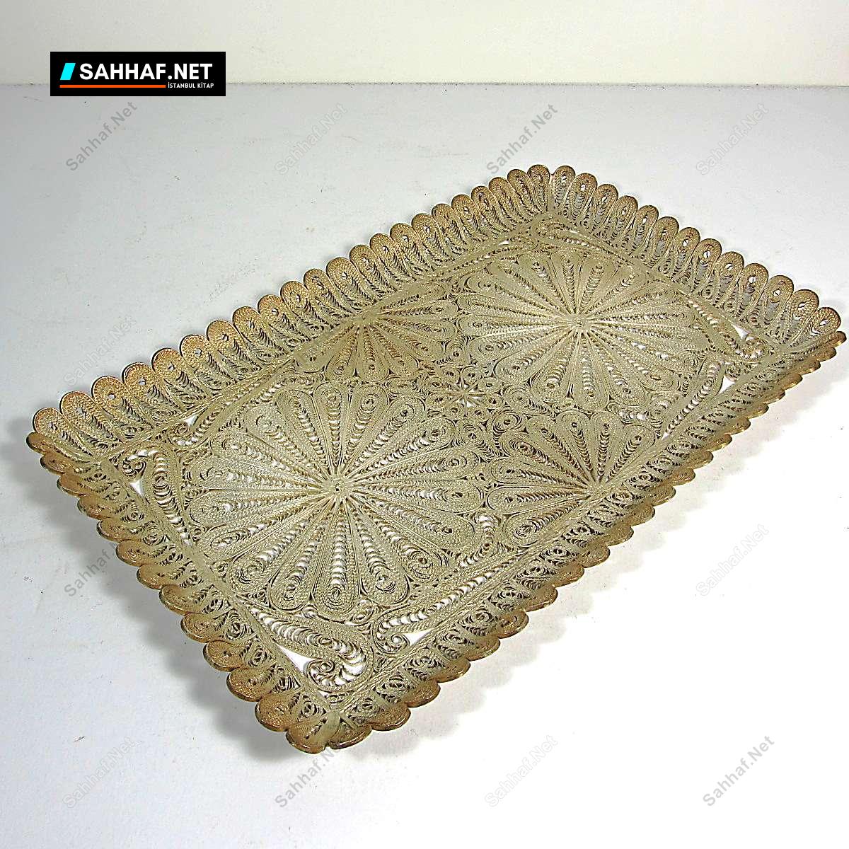 N2643 Telkari Tepsi ve Fincanlar Nadir Obje5