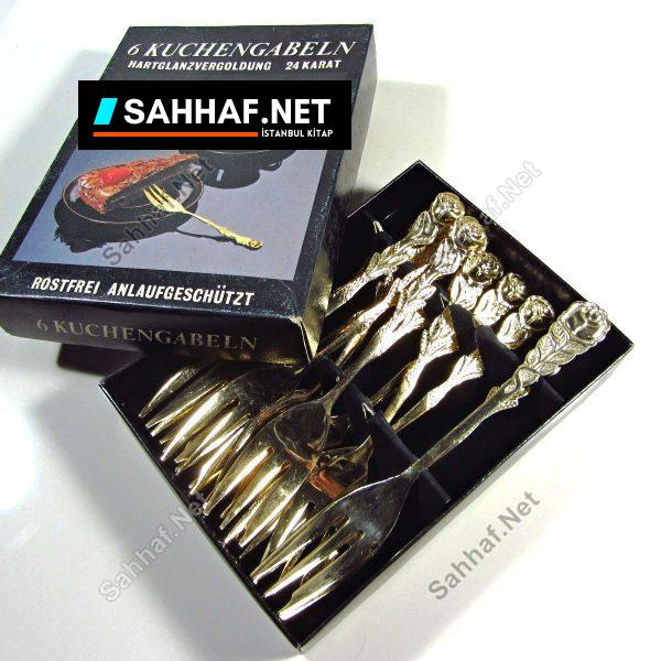 Altın Kaplama Tatlı Çatalı 6 Adet Takım - Sahhaf.Net
