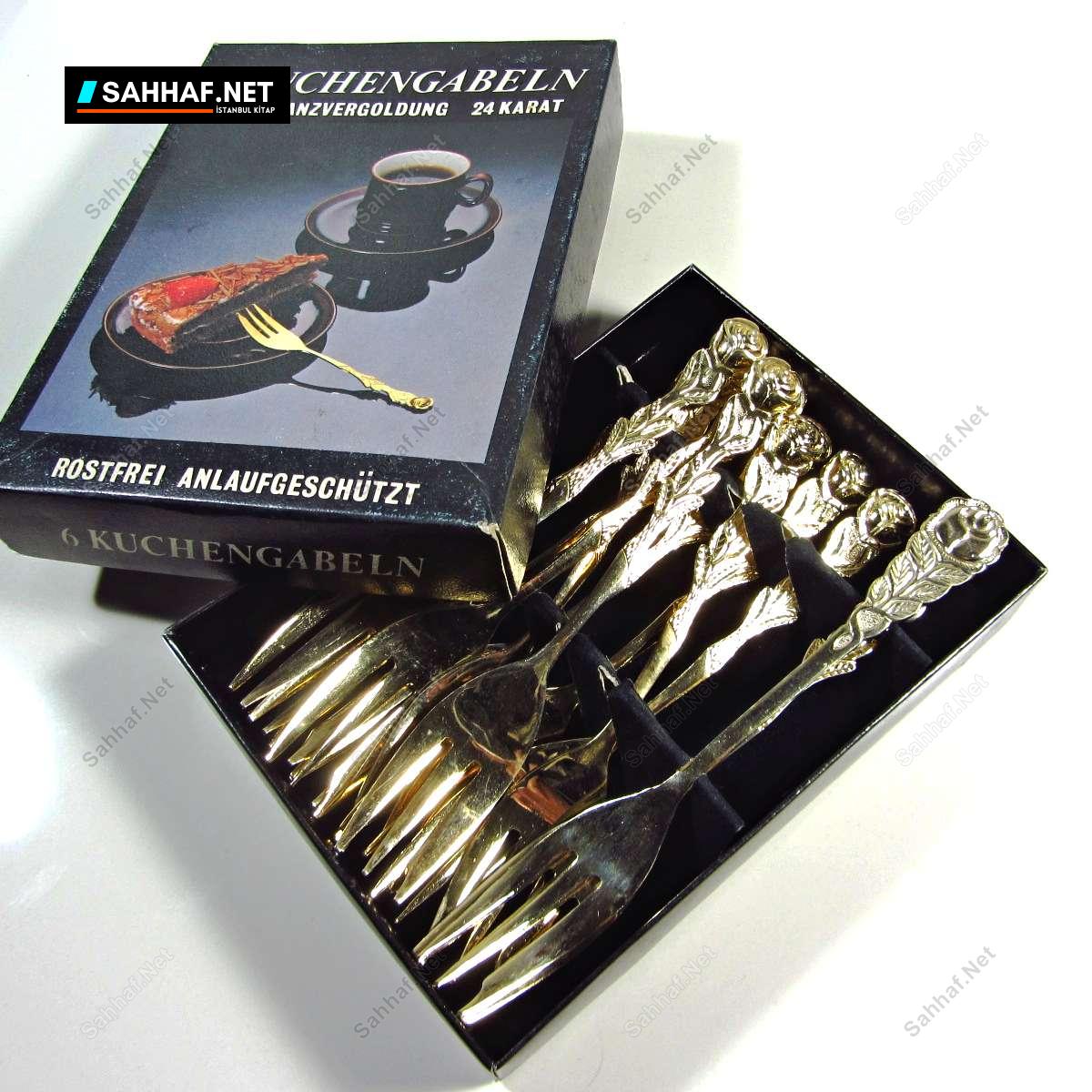 Altın Kaplama Tatlı Çatalı 6 Adet Takım 1 Altın Kaplama Tatlı Çatalı 6 Adet Takım