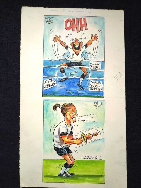 MESUT YAVUZ İMZALI ORİJİNAL KARİKATÜR 12x32 60 MESUT YAVUZ İMZALI ORİJİNAL KARİKATÜR 12×32