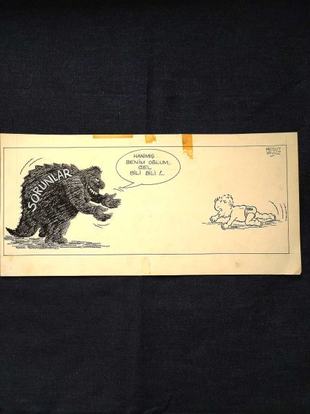 MESUT YAVUZ İMZALI ORİJİNAL KARİKATÜR 33x12 55 MESUT YAVUZ İMZALI ORİJİNAL KARİKATÜR 33×12