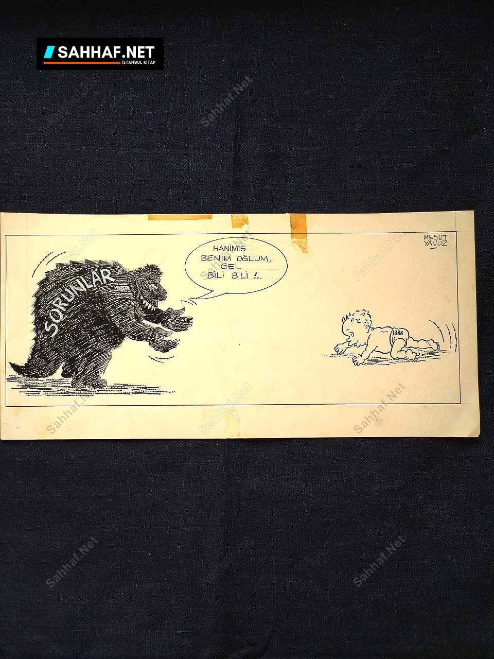 S2898 Sahhaf Net MESUT YAVUZ İMZALI ORİJİNAL KARİKATÜR Karikatür