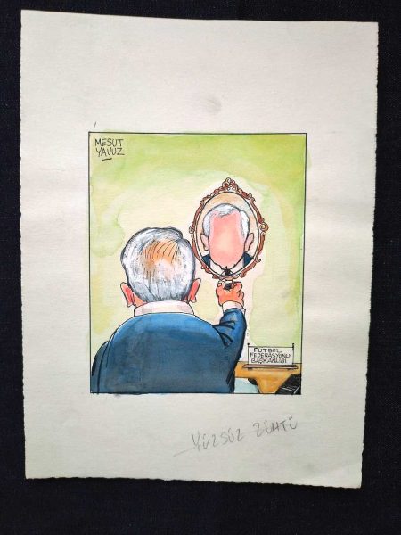 MESUT YAVUZ İMZALI ORİJİNAL KARİKATÜR 12x14 58 MESUT YAVUZ İMZALI ORİJİNAL KARİKATÜR 12×14