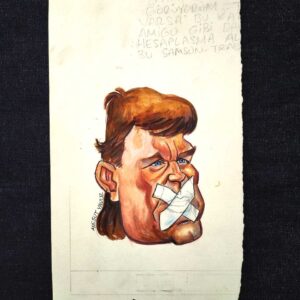 MESUT YAVUZ İMZALI ORİJİNAL KARİKATÜR 8x12