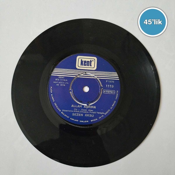 SEZEN AKSU – Sensiz İçime Sinmiyor – Allah Aşkına – 45lik Plak - Sahhaf.Net