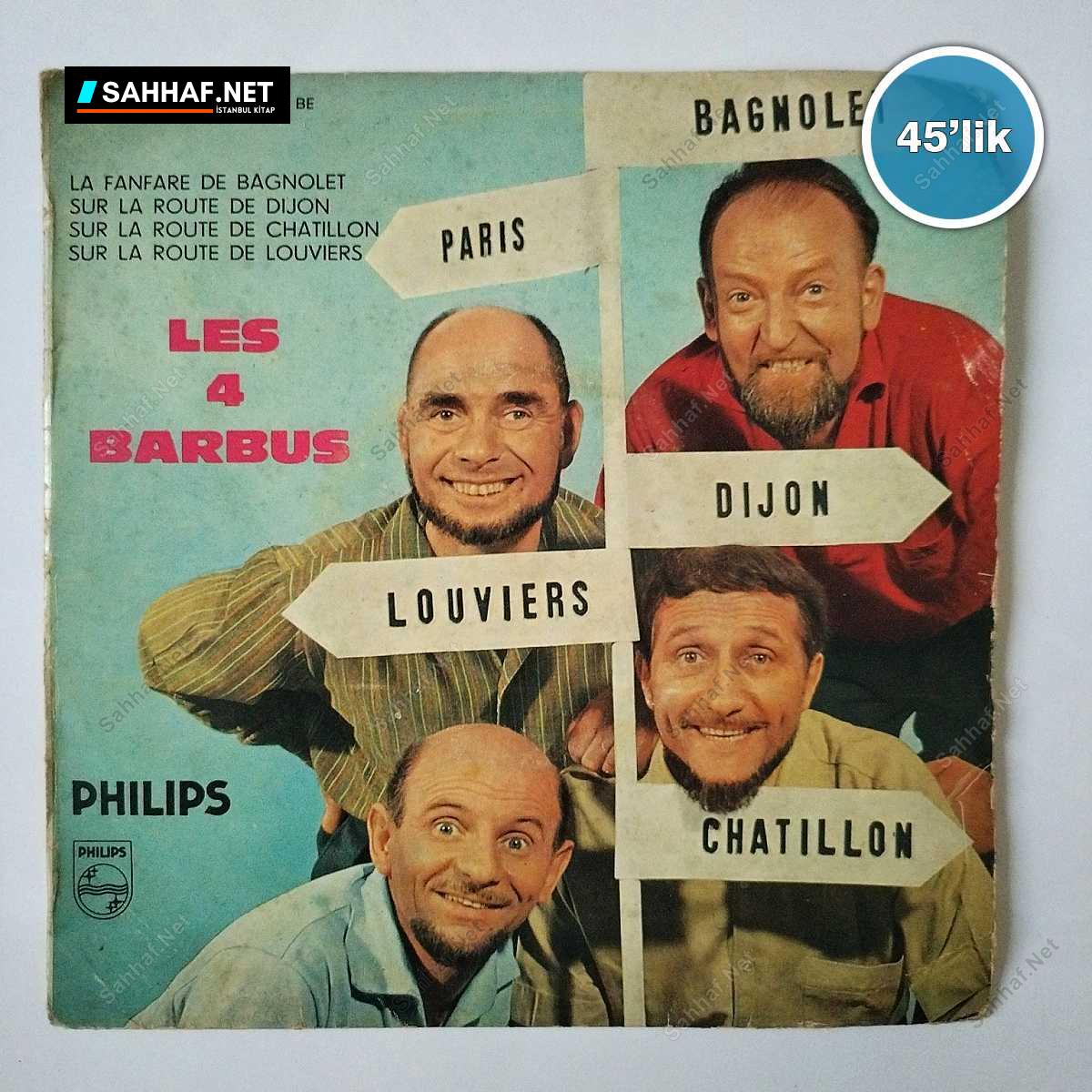 LES 4 BARBUS - Sur Les Routes De France - 45lik Plak 1 LES 4 BARBUS - Sur Les Routes De France - 45lik Plak
