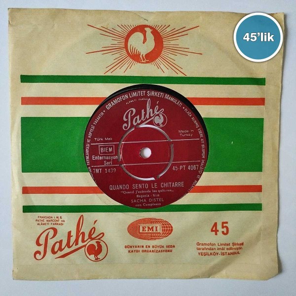 SACHA DISTEL – Canzone Orientale – Quando Sento Le Chitarre – 45lik Plak - Sahhaf.Net