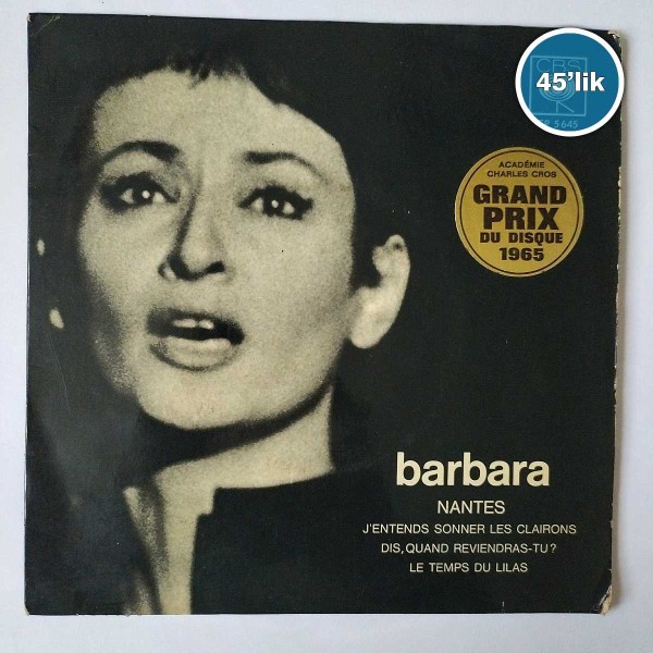 BARBARA NANTES - Nantes - Dis Quand Reviendras Tu - 45lik Plak 42 BARBARA NANTES – Nantes – Dis Quand Reviendras Tu – 45lik Plak