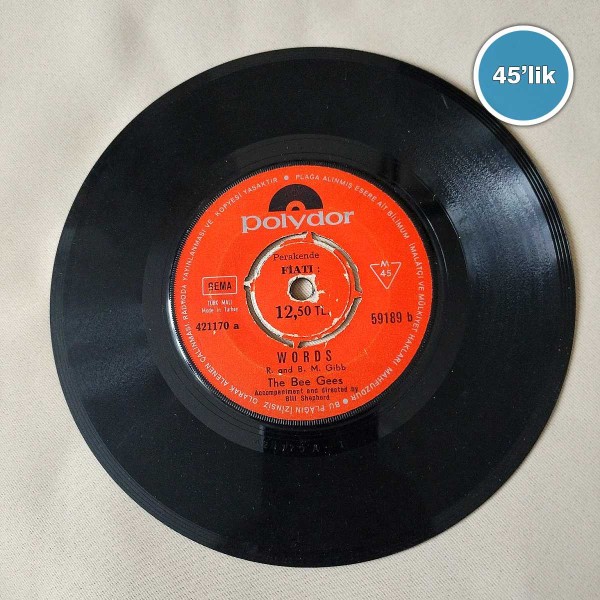 THE BEE GEES - Massachusetts - Words - 45lik Plak 44 THE BEE GEES – Massachusetts – Words – 45lik Plak