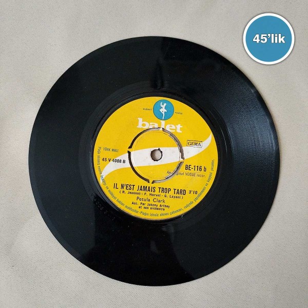PETULA CLARK - Le Grand Amour - Il N'est Jamais Trop Tard - 45lik Plak 45 PETULA CLARK – Le Grand Amour – Il N’est Jamais Trop Tard – 45lik Plak