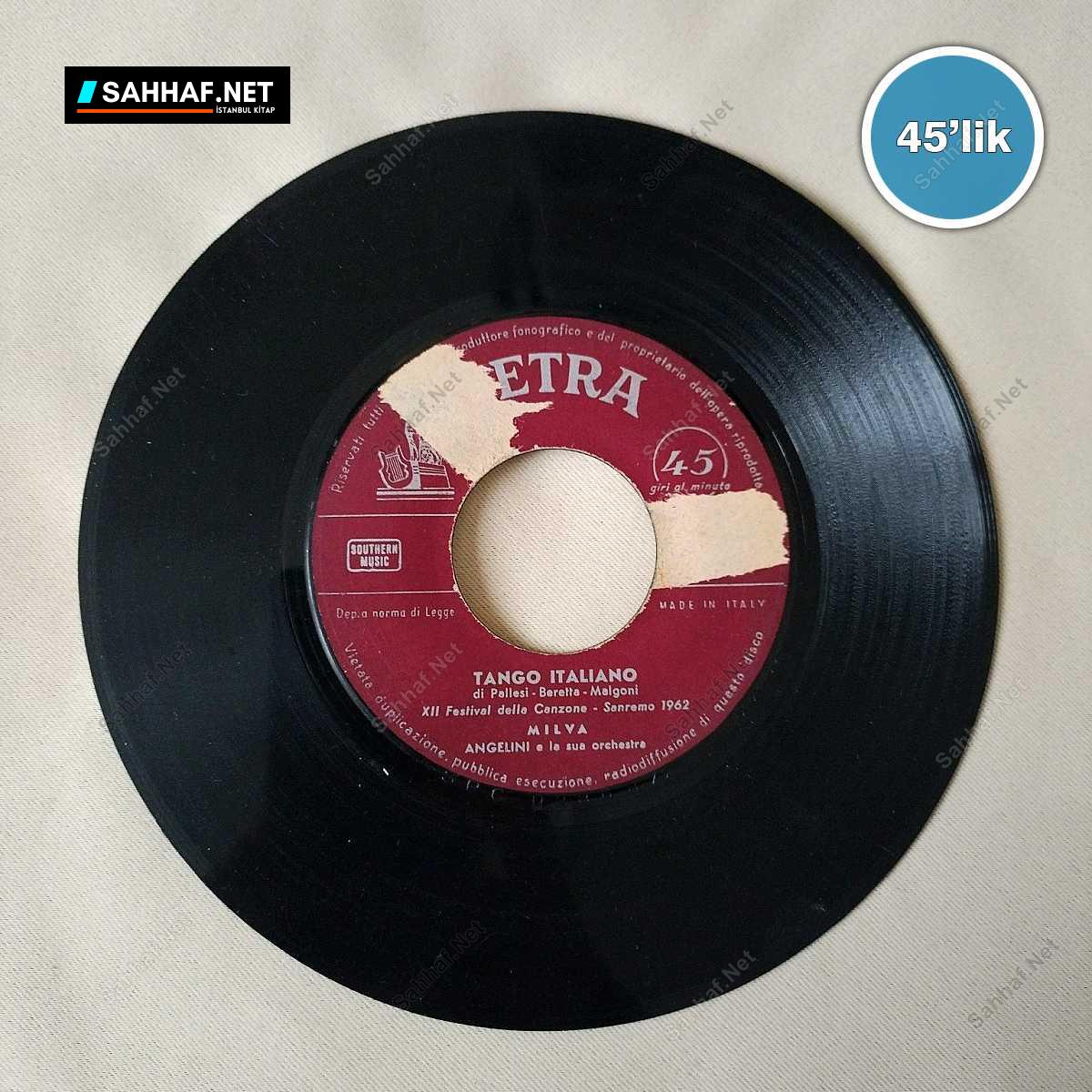 ANGELINI E LA SUA ORCHESTRA - Tango Italıano - Vita - Milva - 45lik Plak 1 ANGELINI E LA SUA ORCHESTRA - Tango Italıano - Vita - Milva - 45lik Plak