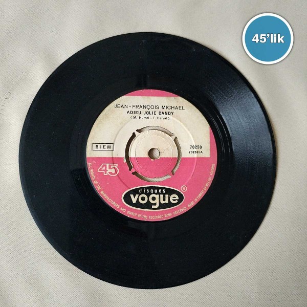 JEAN FRANÇOİS MICHAEL - Adieu Jolie Candy - Francine - 45lik Plak 47 JEAN FRANÇOİS MICHAEL – Adieu Jolie Candy – Francine – 45lik Plak