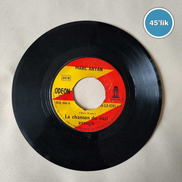 MARC ARYAN - La Chanson Du Vieil Aveugle - Je T'invite - 45lik Plak 42 MARC ARYAN – La Chanson Du Vieil Aveugle – Je T’invite – 45lik Plak