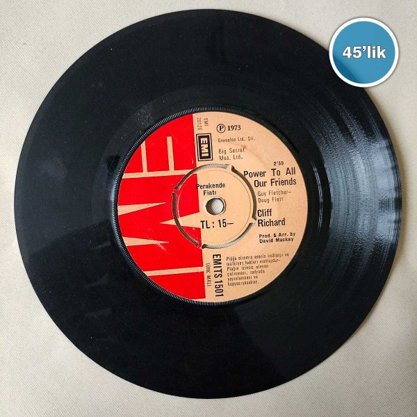 CLIFF RICHARD – Come Back Bıilly Joe – Power To All Our Friends – 45lik Plak - Sahhaf.Net