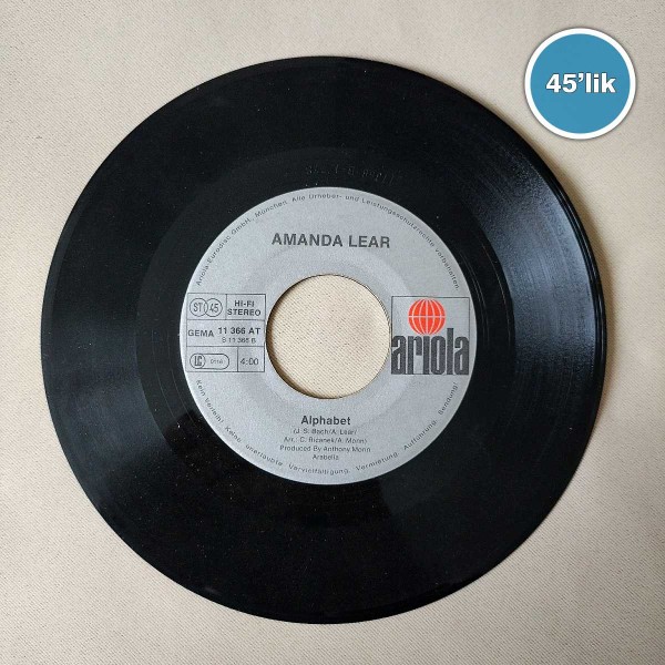 AMANDA LEAR - Alphabet - Queen Of China Town - 45lik Plak 44 AMANDA LEAR – Alphabet – Queen Of China Town – 45lik Plak