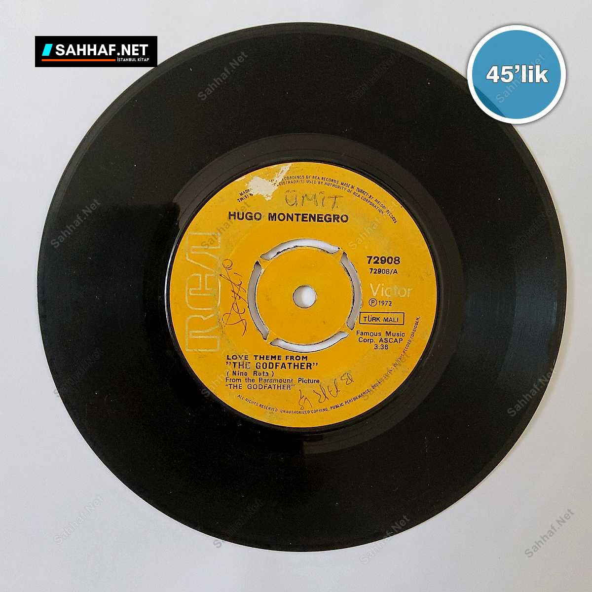 HUGO MONTENEGRO - Love Theme From The Godfather - Movin On - 45lik Plak 1 HUGO MONTENEGRO - Love Theme From The Godfather - Movin On - 45lik Plak