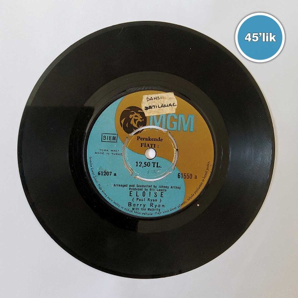 BARRY RYAN – Eloise – Love I Almost Found You – 45lik Plak - Sahhaf.Net