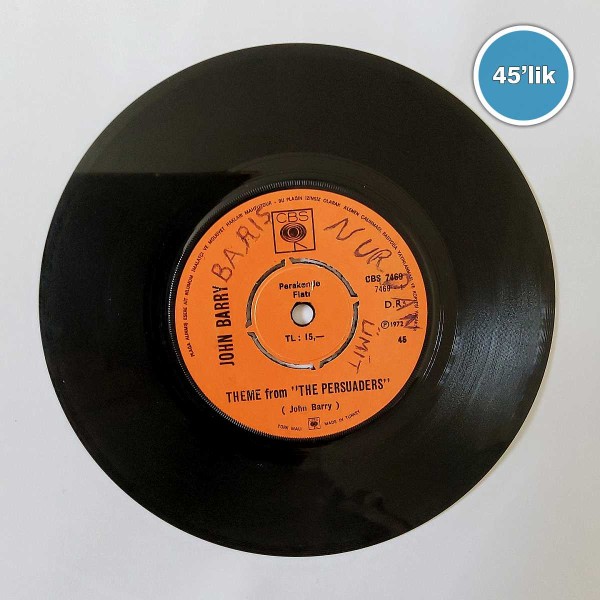 JOHN BARRY - Theme From The Persuaders - A Man Alone - 45lik Plak 51 JOHN BARRY – Theme From The Persuaders – A Man Alone – 45lik Plak