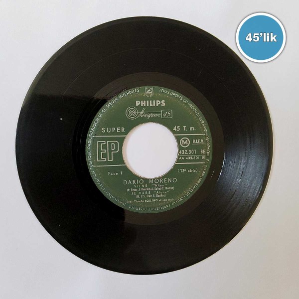 DARIO MORENO - Si Tu Vas A Rio - Viens When - 45lik Plak 52 DARIO MORENO – Si Tu Vas A Rio – Viens When – 45lik Plak