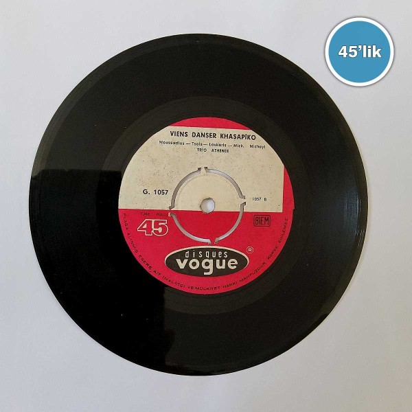 TRIO ATHENEE - Viens Danser Khasapiko - La Danse De Zorba - 45lik Plak 49 TRIO ATHENEE – Viens Danser Khasapiko – La Danse De Zorba – 45lik Plak