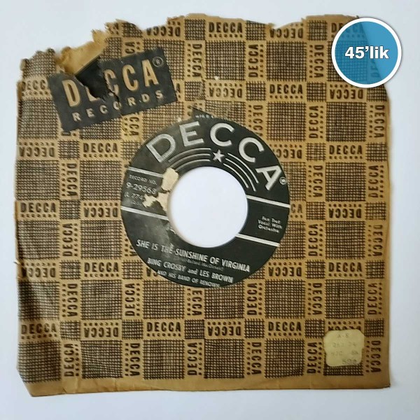 BING CROSBY AND LES BROWN – Umh Hum – She Is The Sunshine Of Virginia – 45lik Plak - Sahhaf.Net