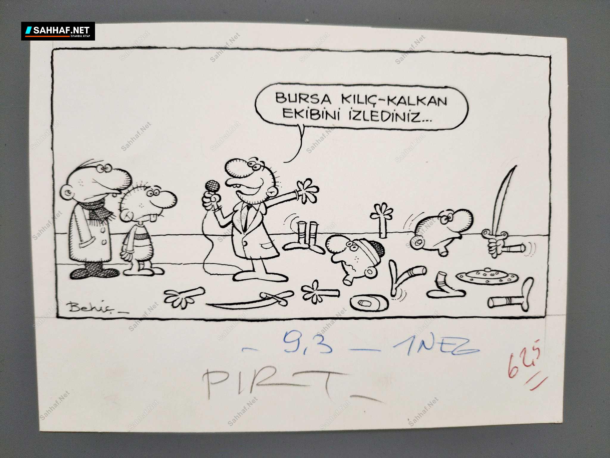 KILIÇ KALKAN EKİBİ KONULU ORİJİNAL KARİKATÜR 1 KILIÇ KALKAN EKİBİ KONULU ORİJİNAL KARİKATÜR