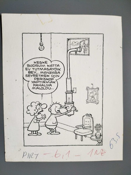 PERİSKOP KONULU ORİJİNAL KARİKATÜR - Sahhaf.Net
